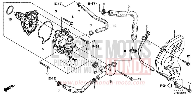 POMPE A EAU de CBR600RR ABS VICTORY RED (R334) 2012